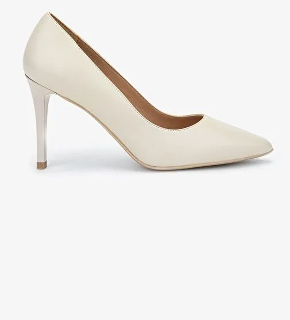Valmenti Novella Kadın Beyaz Hakiki Deri Topuklu Ayakkabı - Görsel 1
