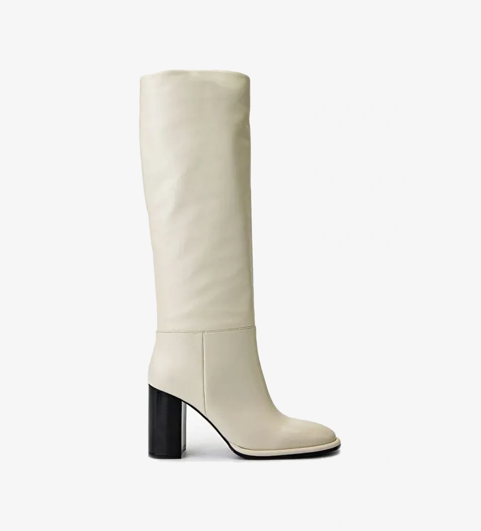 Valmenti Kadın Hakiki Deri Beyaz Casual Çizme - Görsel 1