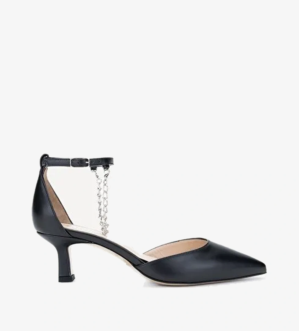 Valmenti Bianca Kadın Siyah Hakiki Deri Topuklu Ayakkabı - Görsel 1