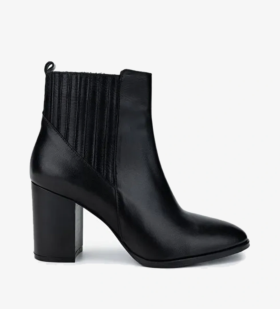 Valmenti Kadın Siyah Deri Topuklu Bot - Görsel 1