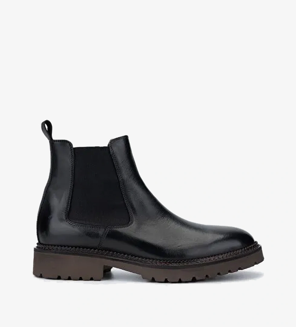 Valmenti Erkek Hakiki Deri Siyah Casual Bot - Görsel 1