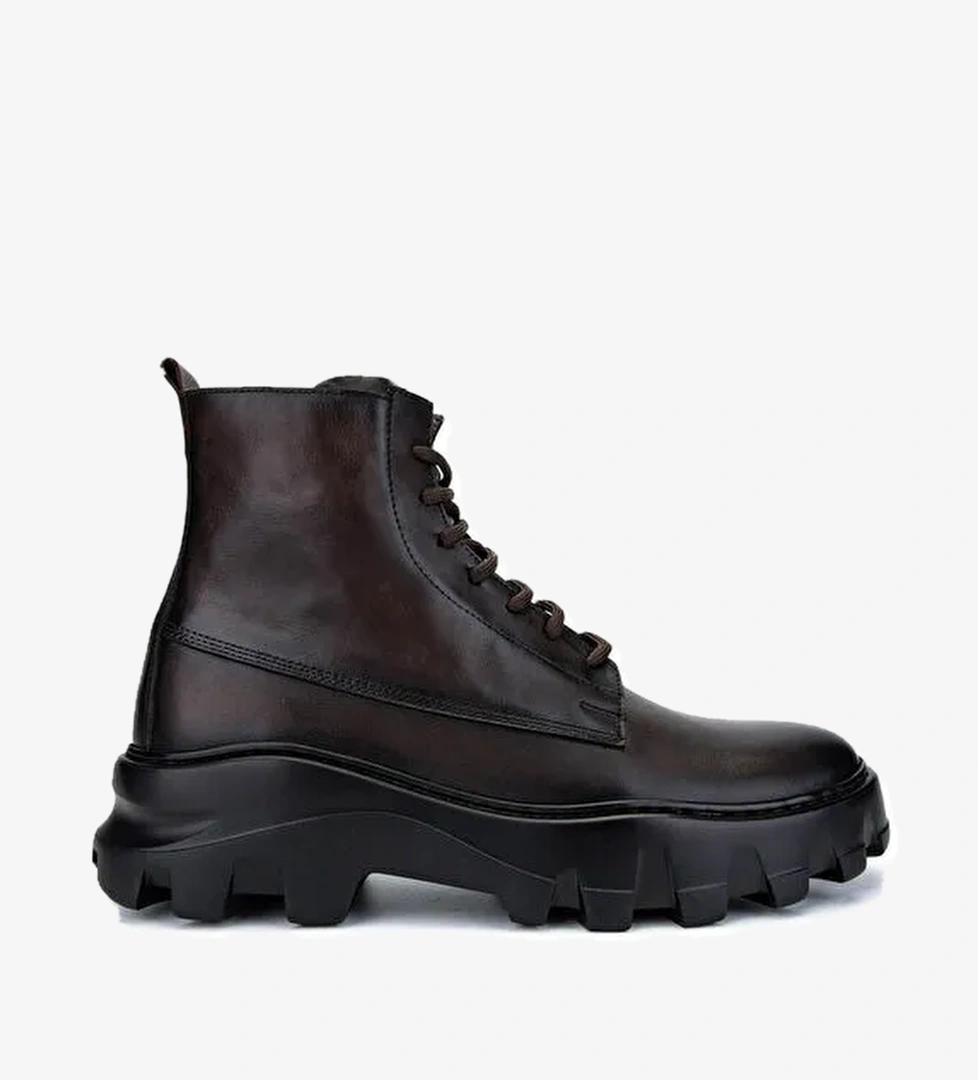 Tamer Tanca Erkek Hakiki Deri Kahverengi Casual Bot - Görsel 1