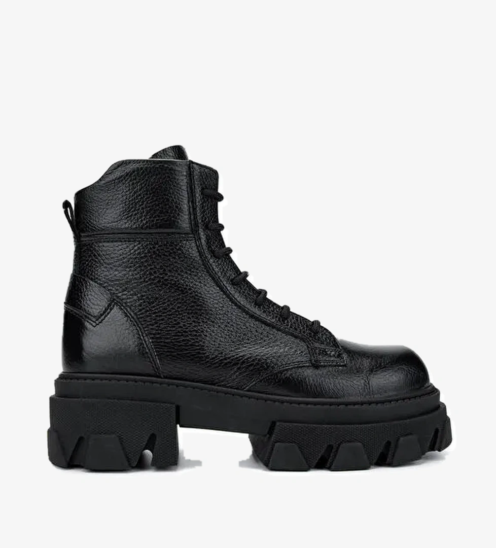 Tamer Tanca Kadın Hakiki Deri Siyah Floter Casual Bot - Görsel 1