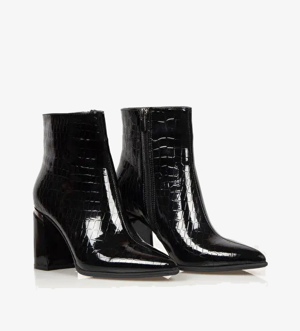 Nemesis Fermuarlı Topuklu Kadın Bot Siyah - Görsel 1