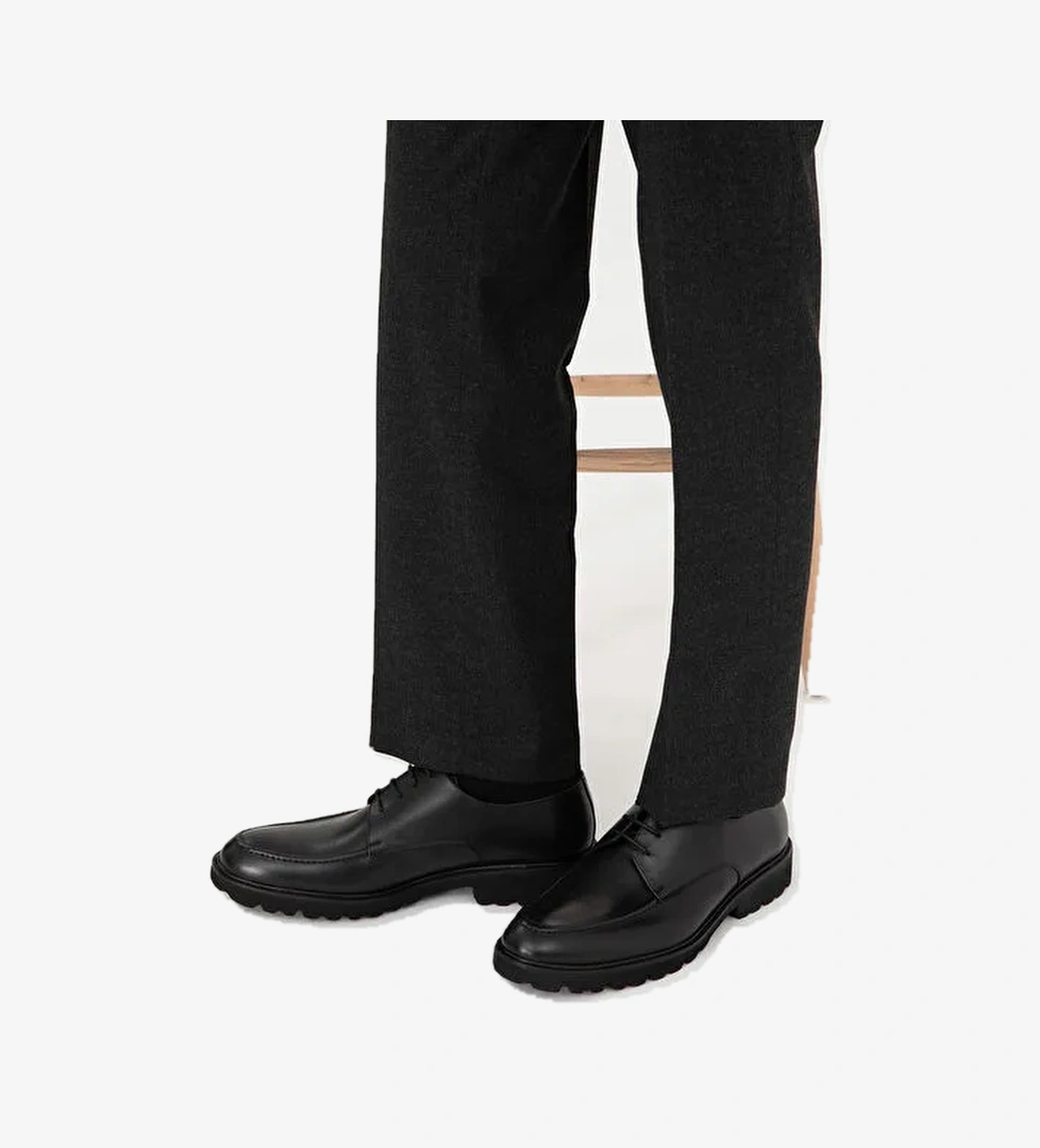 Siyah %100 Deri Casual Ayakkabı - Görsel 1