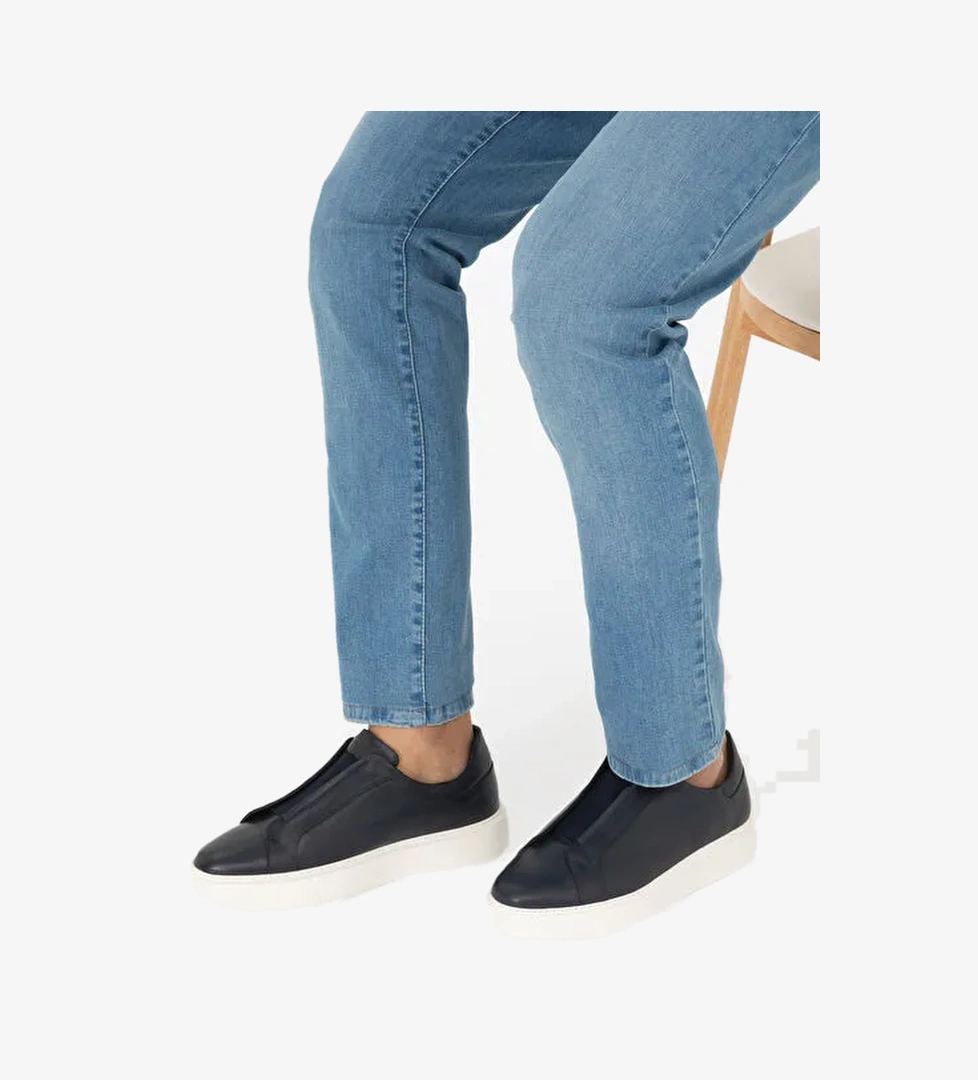 Lacivert %100 Deri Casual Ayakkabı - Görsel 1