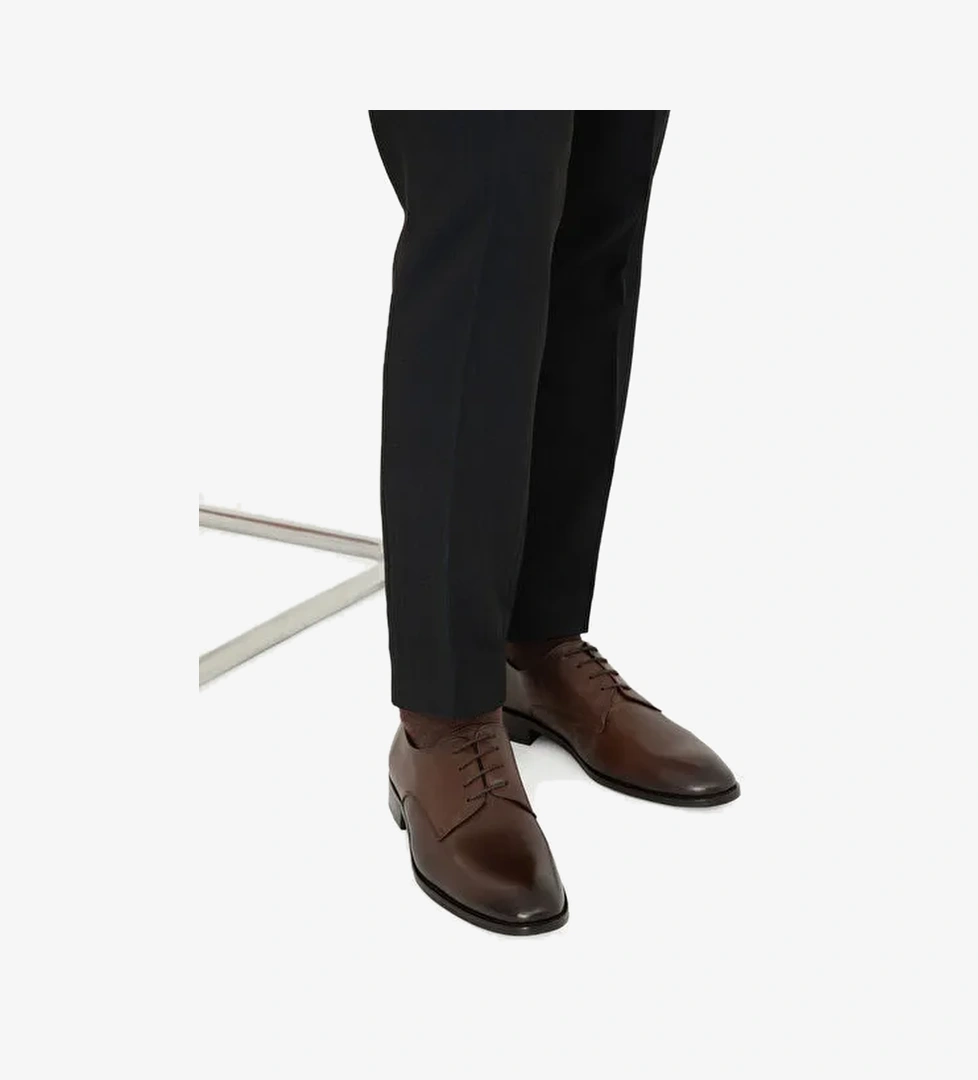 Kahverengi %100 Deri Klasik Ayakkabı - Görsel 1