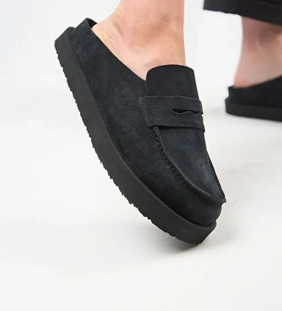 Manijero Antrasit Kadın Deri Terlik MNJ.177.01 - Görsel 1