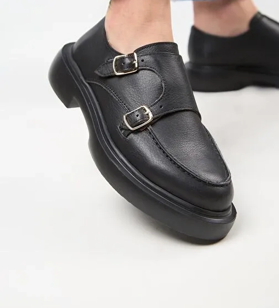 Manijero Siyah Kadın Deri Günlük Ayakkabı MNJ.168.01 - Görsel 1