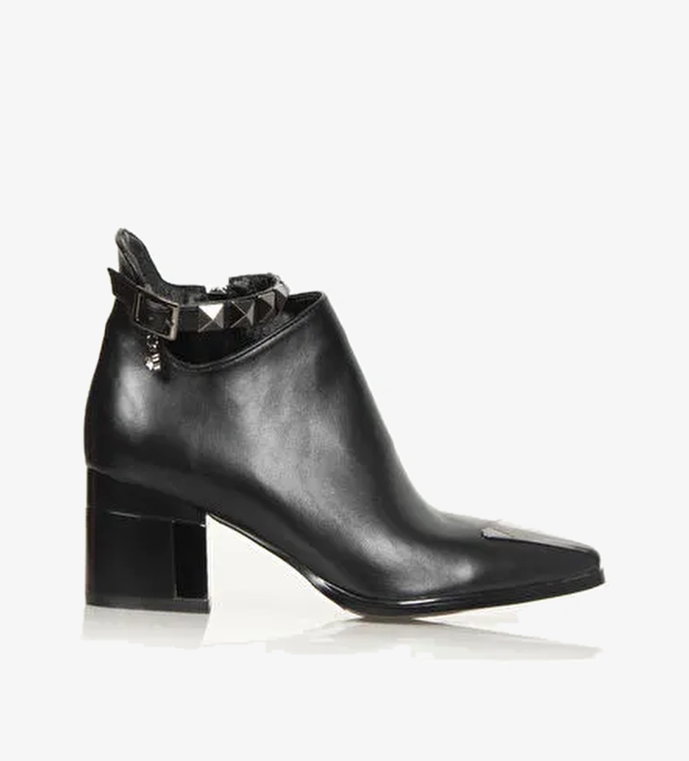 Marlo Fermuarlı Topuklu Kadın Bot Siyah - Görsel 1
