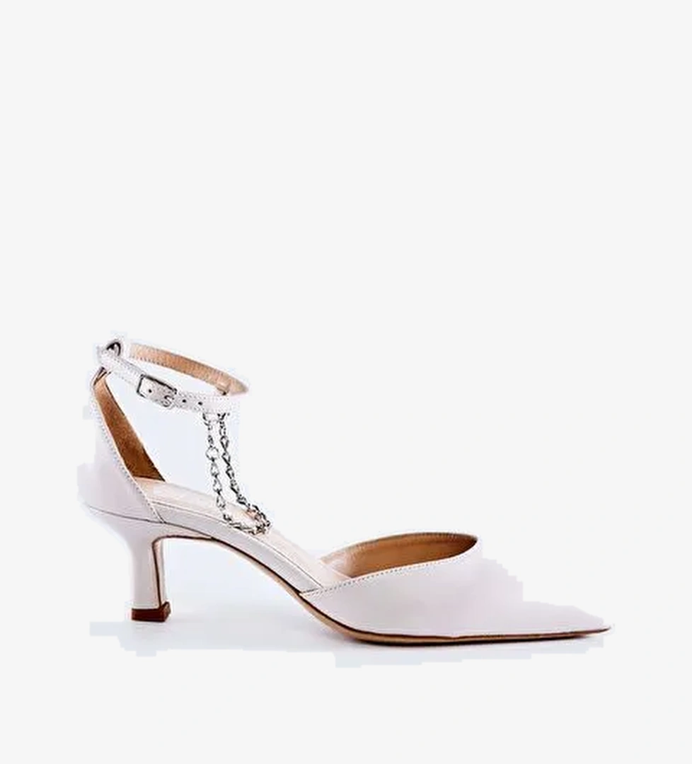 Valmenti Bianca Kadın Beyaz Hakiki Deri Topuklu Ayakkabı - Görsel 1