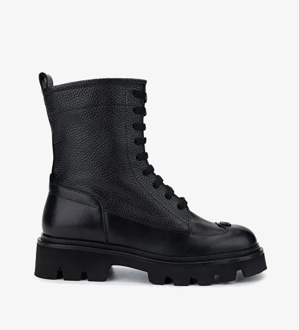 Valmenti Kadın Hakiki Deri Siyah Casual Bot - Görsel 1