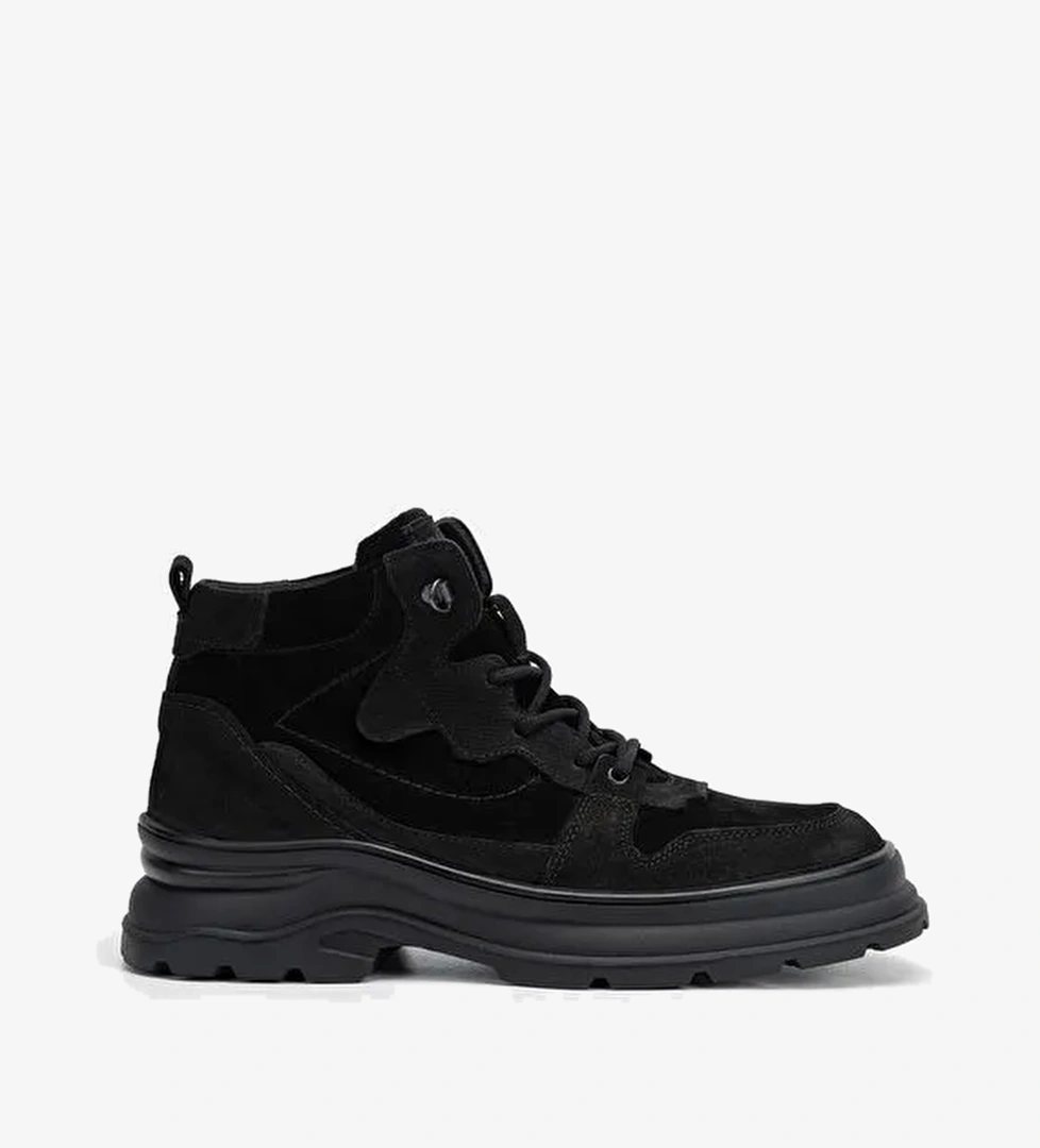 Valmenti Erkek Siyah Nubuk Hakiki Deri Casual Bot - Görsel 1