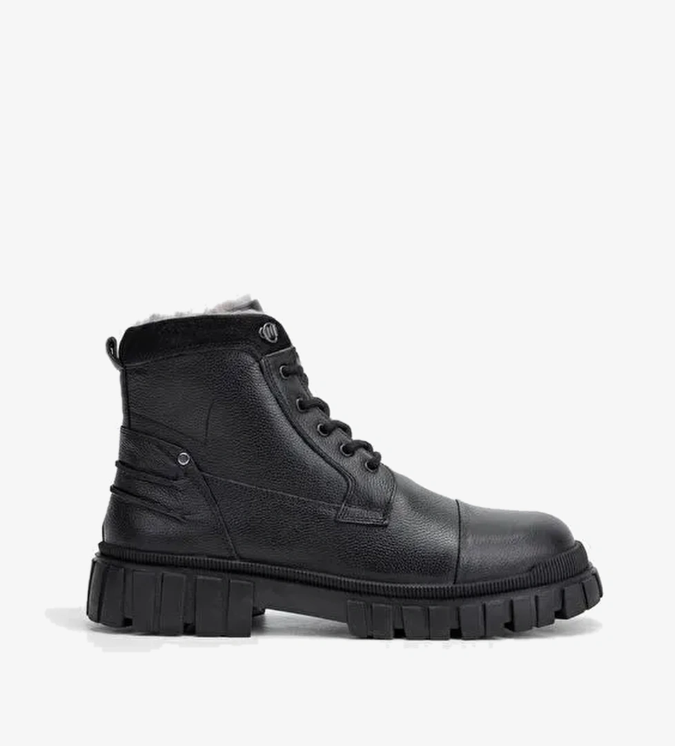 Valmenti Erkek Siyah Hakiki Deri Casual Bot - Görsel 1