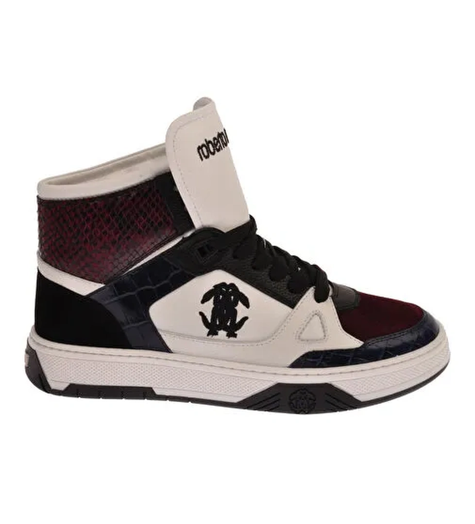 Roberto Cavalli Beyaz-Çok Renkli Erkek Deri Sneaker 25736