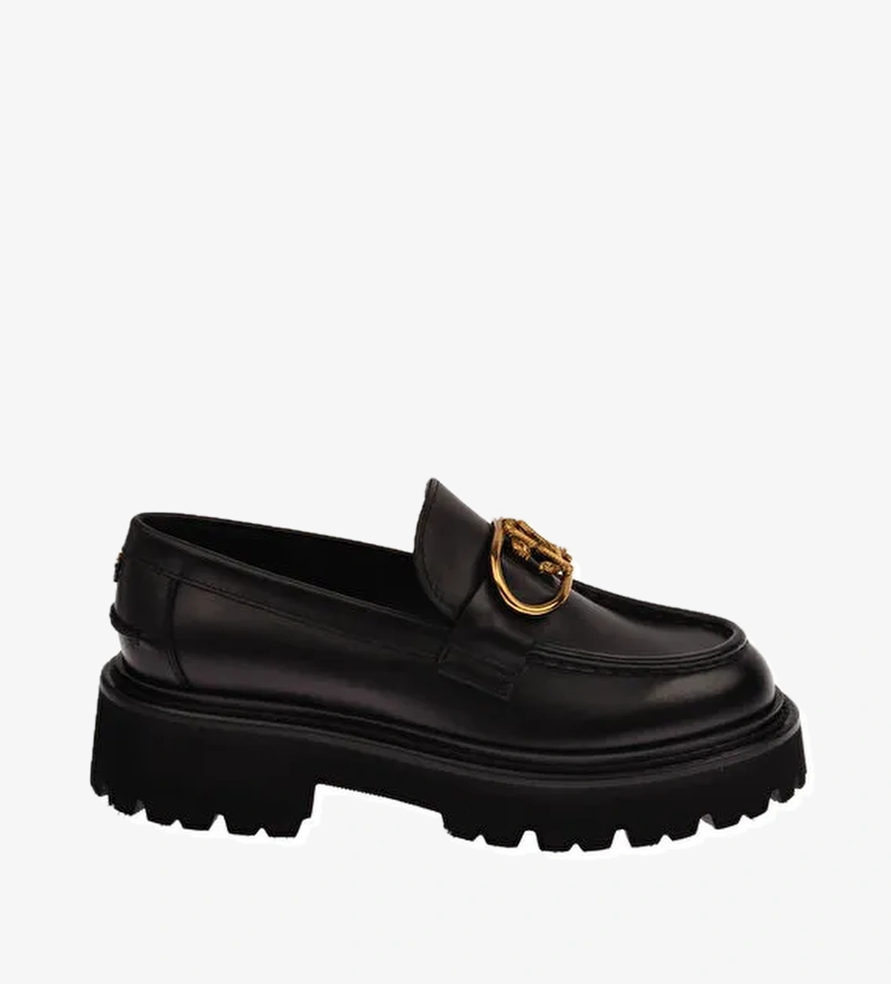 Roberto Cavalli Siyah Kadın Deri Loafer HARRY W - Görsel 1