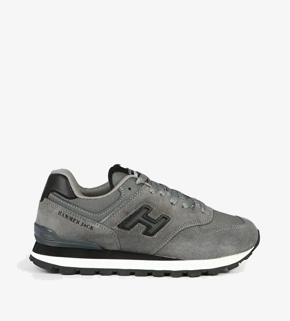 Hammer Jack Chile Hakiki Deri Gri Siyah Kadın Spor Ayakkabı - Görsel 1