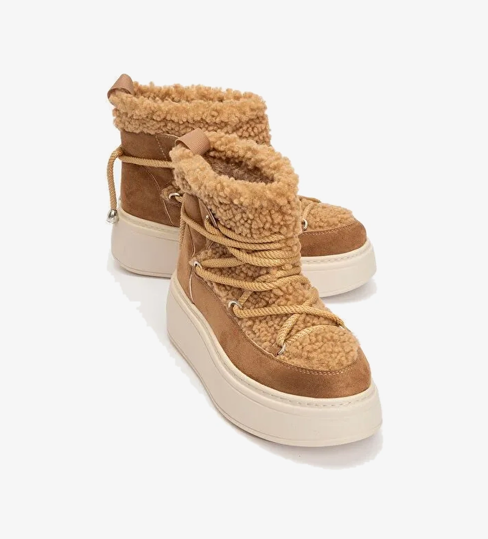 DİLA Taba Suni Kürklü Kadın Kalın Tabanlı Kar Botu - Görsel 1
