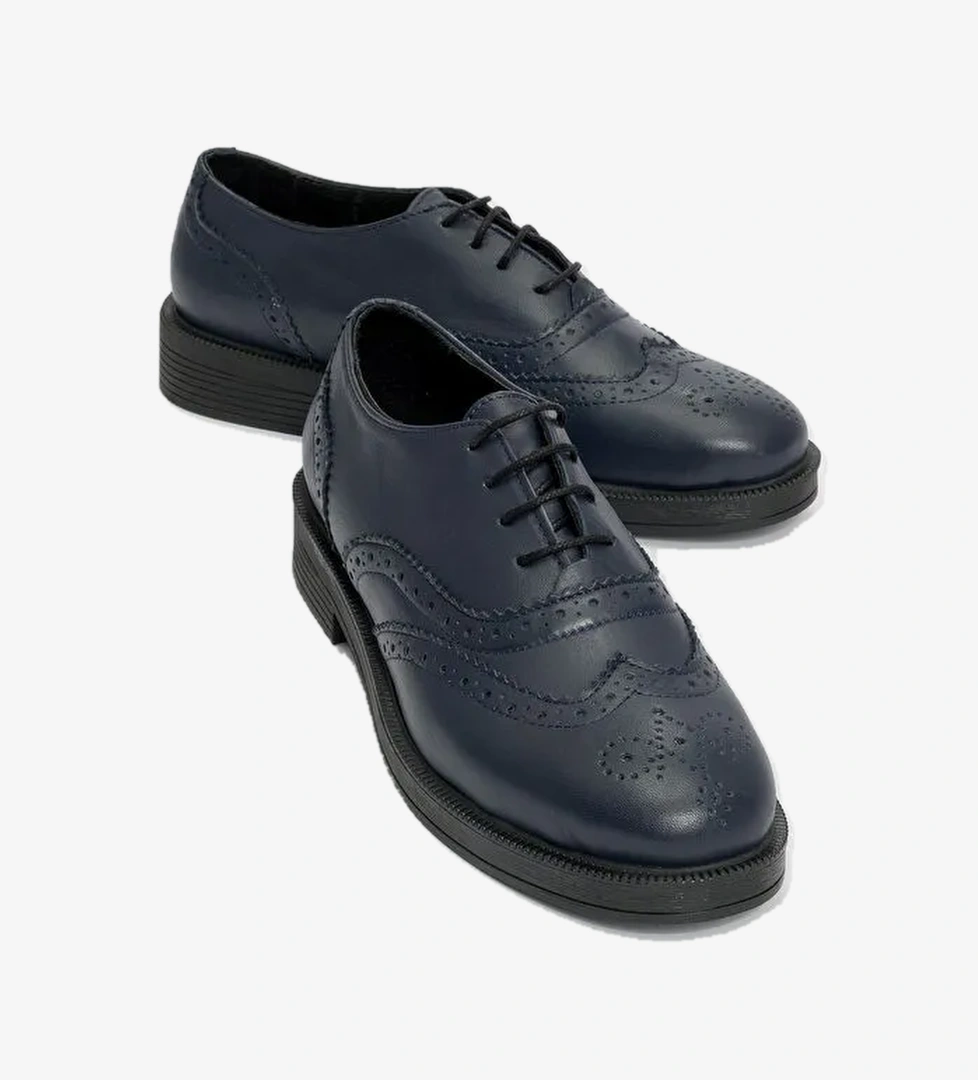 AVRA Laci Cilt Hakiki Deri Kadın Oxford Ayakkabı - Görsel 1