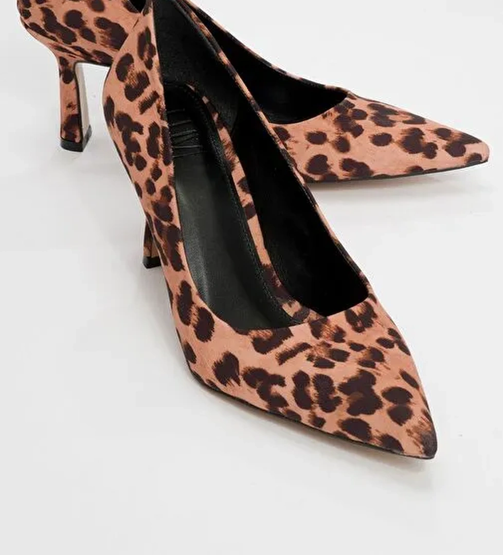 CALSE Siyah Sarı Desenli Kadın Topuklu Ayakkabı - Görsel 1