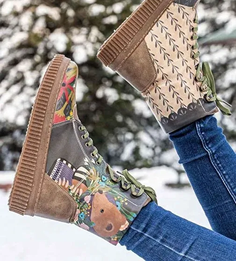 dgs024-ftb039Bear and Flowers / Dogo Future Boots Kadin Bot - Görsel 1