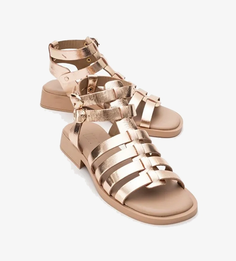 FRADE Rose Kristal Hakiki Deri Kadın Sandalet - Görsel 1