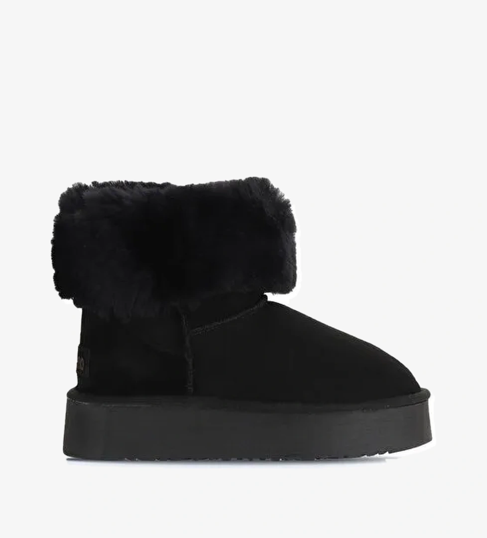 Bueno Shoes Siyah Süet Kadın Dolgu Topuklu Bot 05ag2024054 - Görsel 1