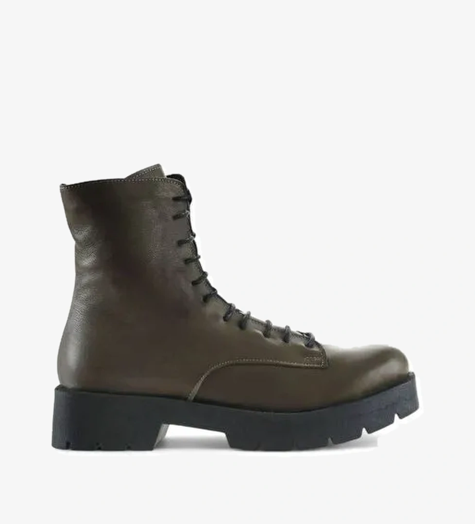 Bueno Shoes Haki Deri Kadın Düz Bot 01wt2501 - Görsel 1