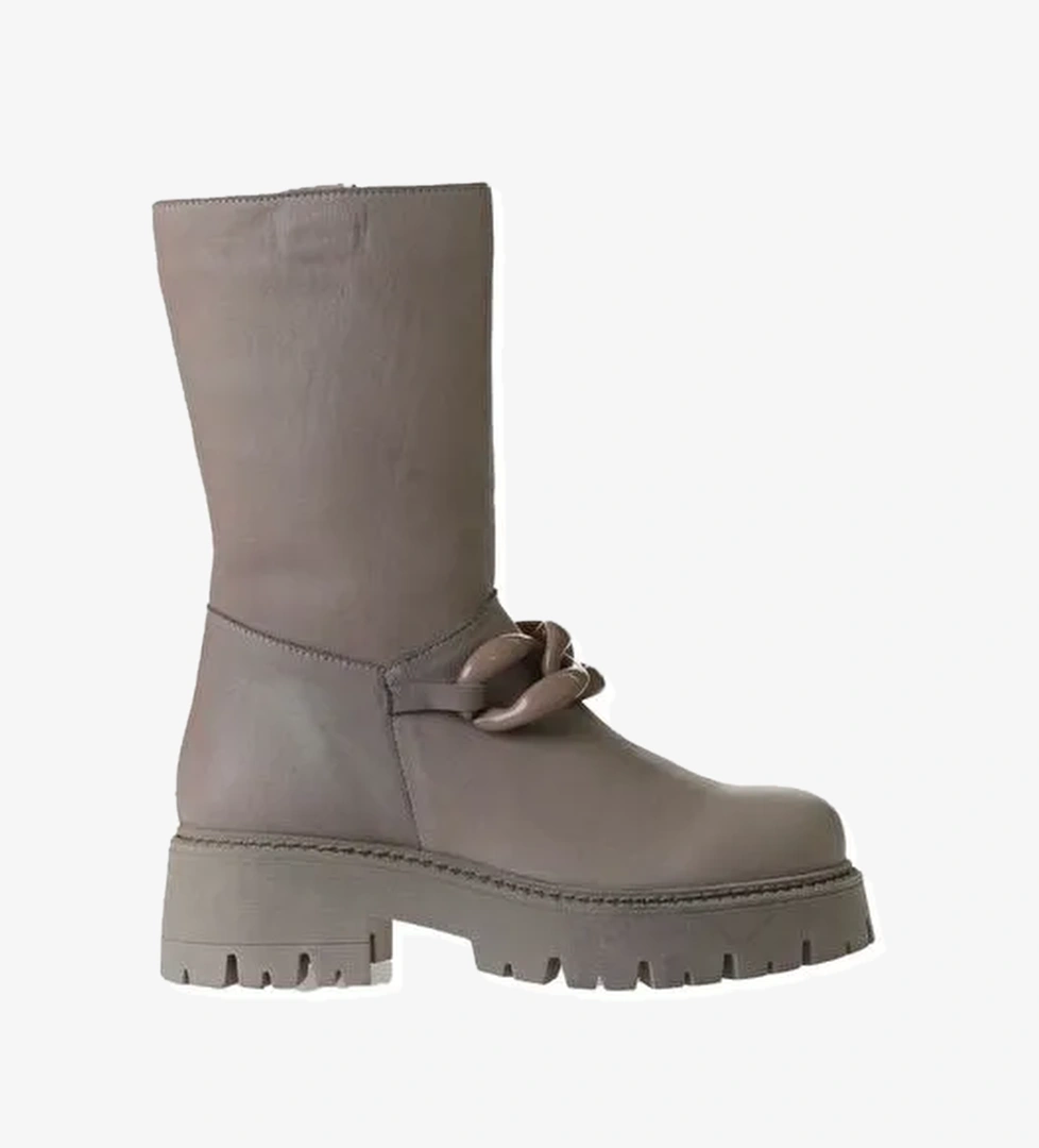 Bueno Shoes Vizon Açık Deri Kadın Düz Bot 01wv3118 - Görsel 1