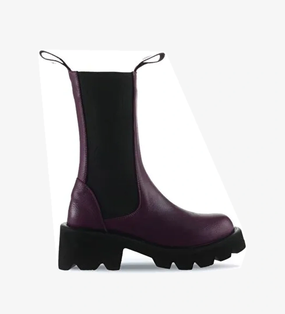 Bueno Shoes Mor Flotter Deri Kadın Topuklu Bot 01wt1703 - Görsel 1