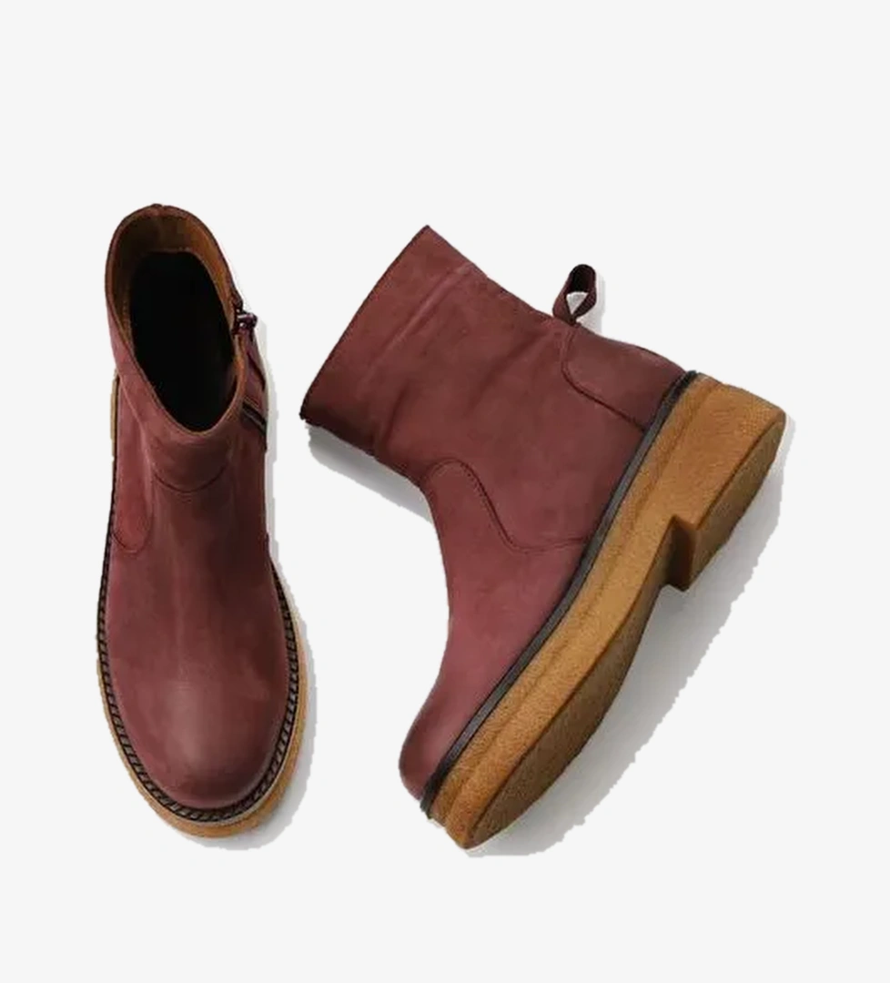 Bueno Shoes Bordo Koyu Nubuk Kadın Düz Bot 01wv0202 - Görsel 1