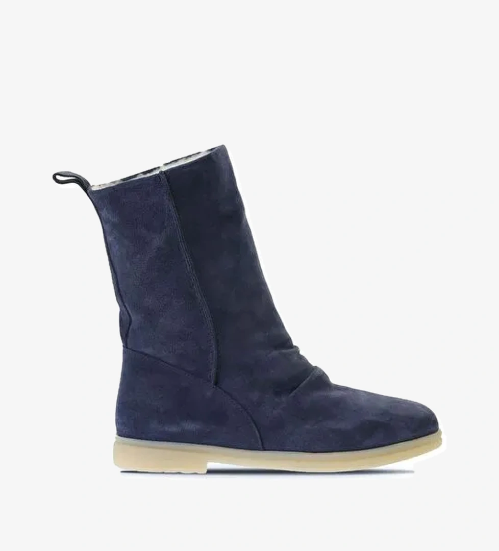 Bueno Shoes Mavi Süet Kadın Düz Bot 01wt3305 - Görsel 1