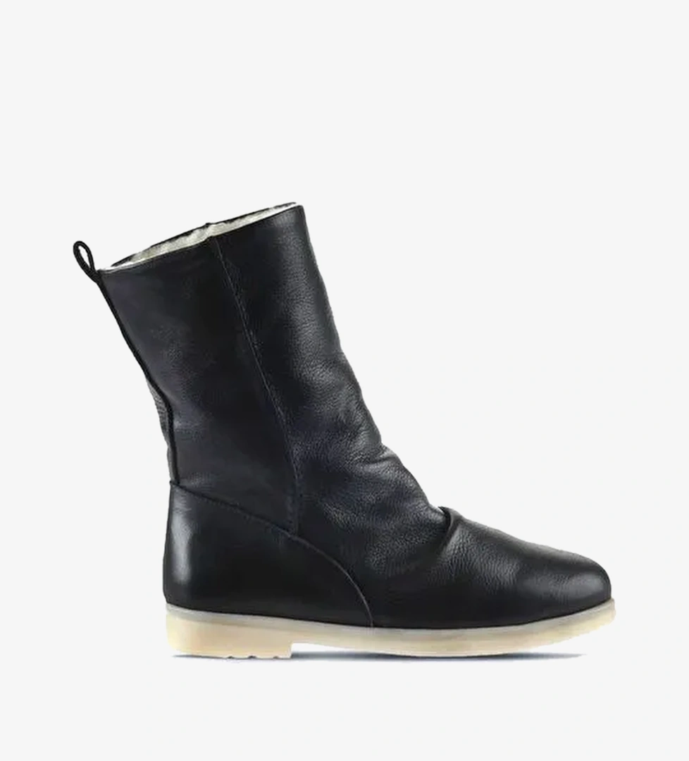 Bueno Shoes Siyah Flotter Deri Kadın Düz Bot 01wt3305