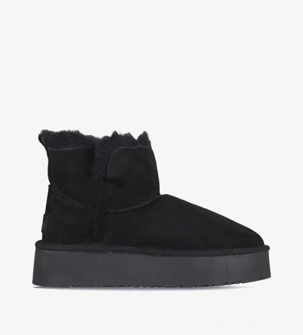 Bueno Shoes Siyah Süet Kadın Dolgu Topuklu Bot 05ag2104054