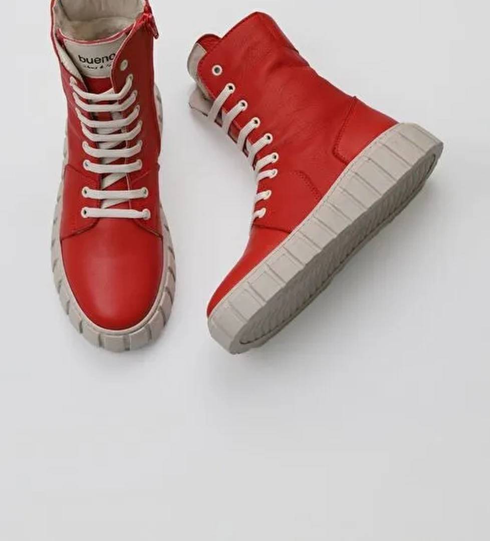 Bueno Shoes Kırmızı Flotter Deri Kadın Düz Bot 01wt3404 - Görsel 1