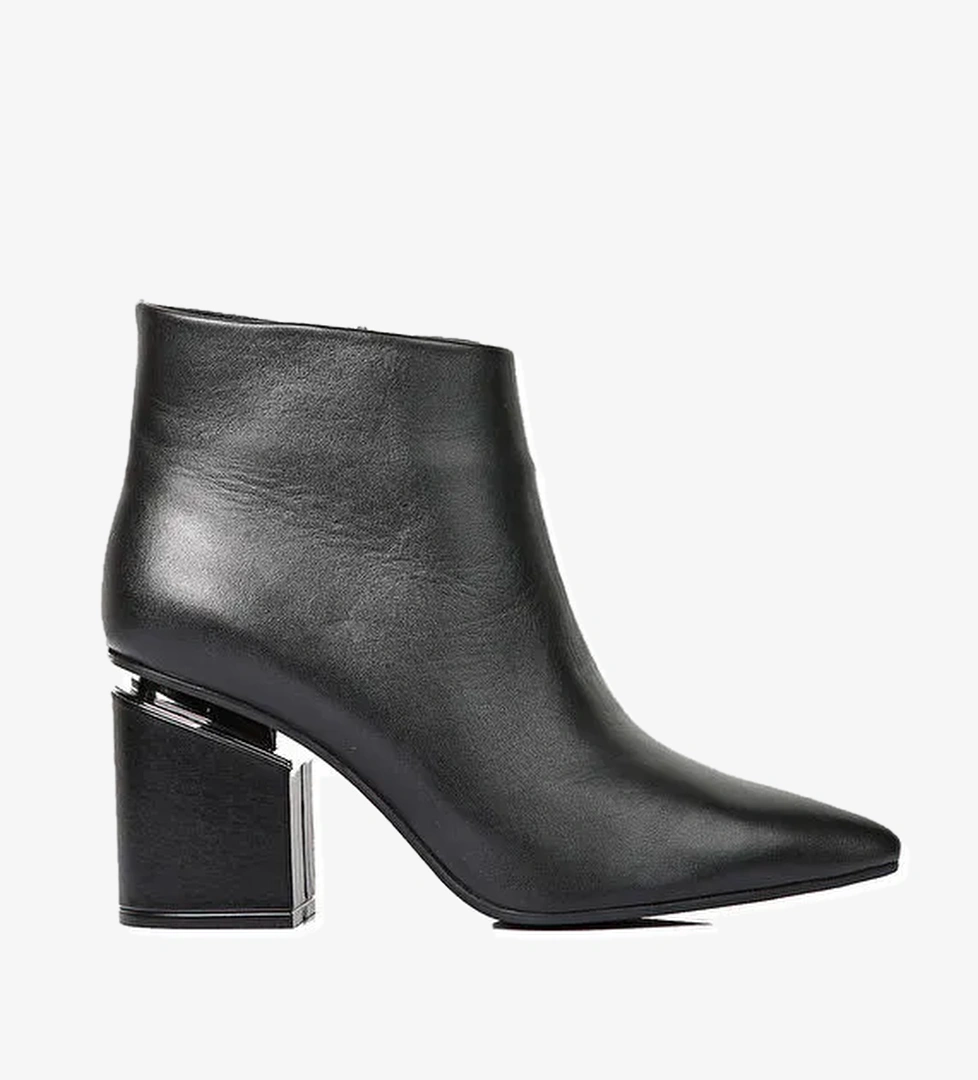 Kiara Gerçek Deri Kadın Topuklu Bot Siyah - Görsel 1