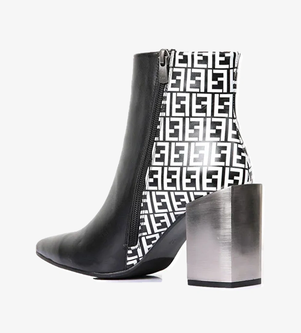 Freda Gerçek Deri Kadın Topuklu Bot Siyah - Görsel 1