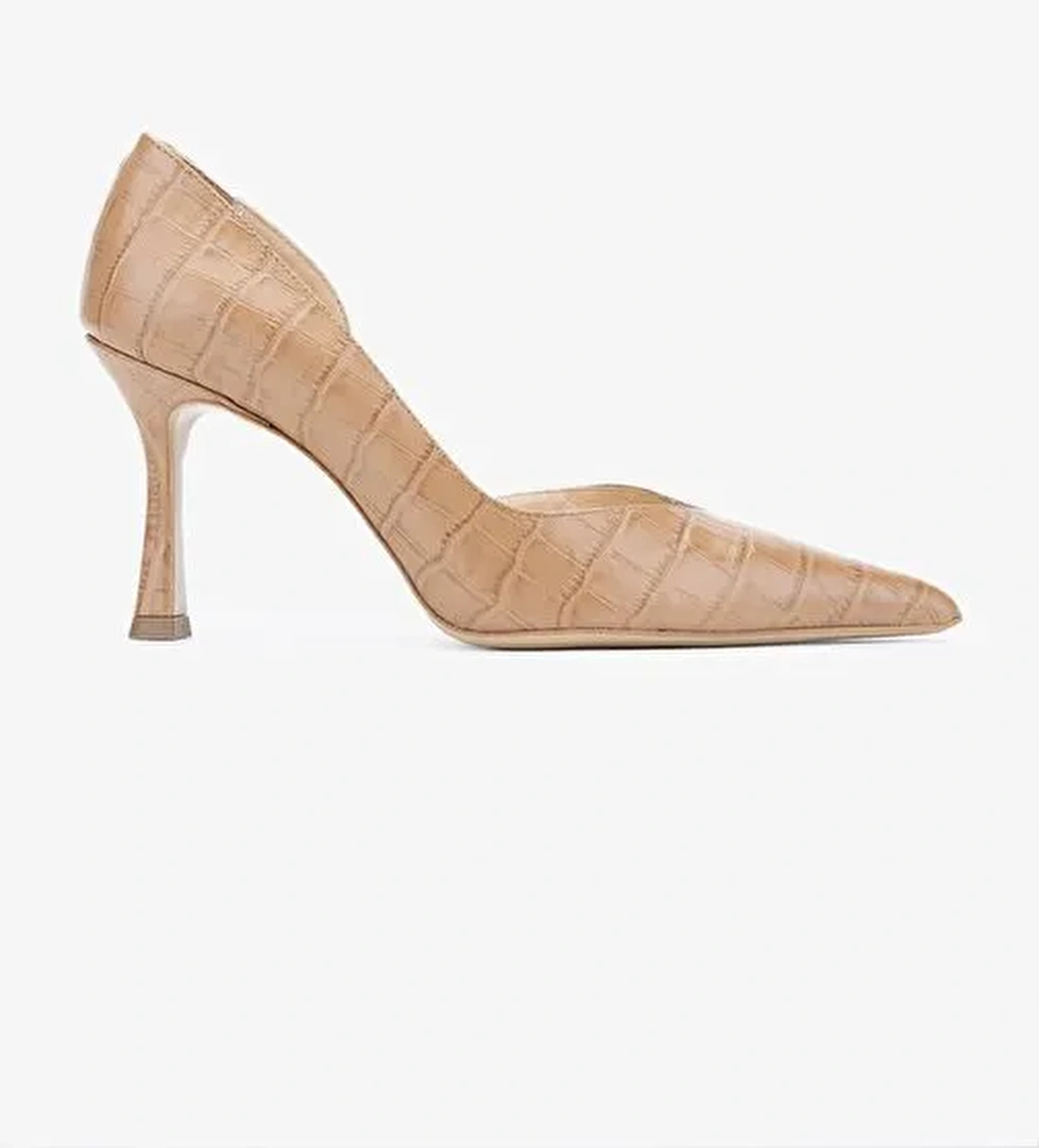 Valmenti Orionex Kadın Caramel Kroko Hakiki Deri Topuklu Ayakkabı - Görsel 1