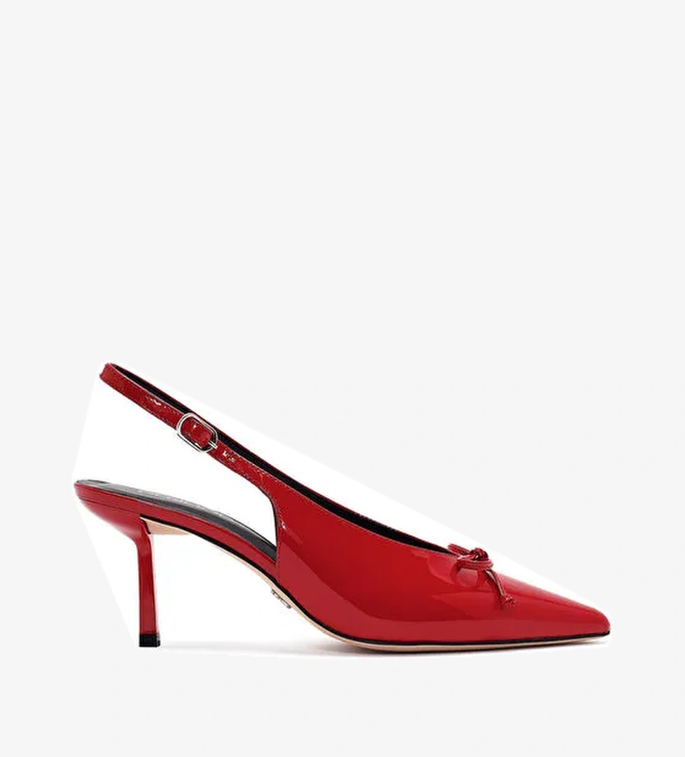 Derimod Derimod Kadın Kırmızı Arkası Açık İnce Topuklu Rugan Deri Ayakkabı 24WFD122616 Topuklu Ayakkabı | Boyner Kırmızı - 1. görsel