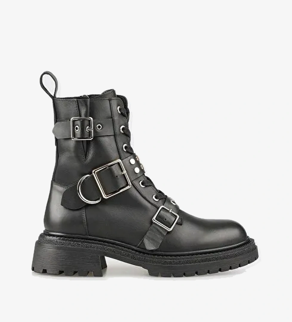 Siyah Deri Kadın Günlük Bot - Görsel 1