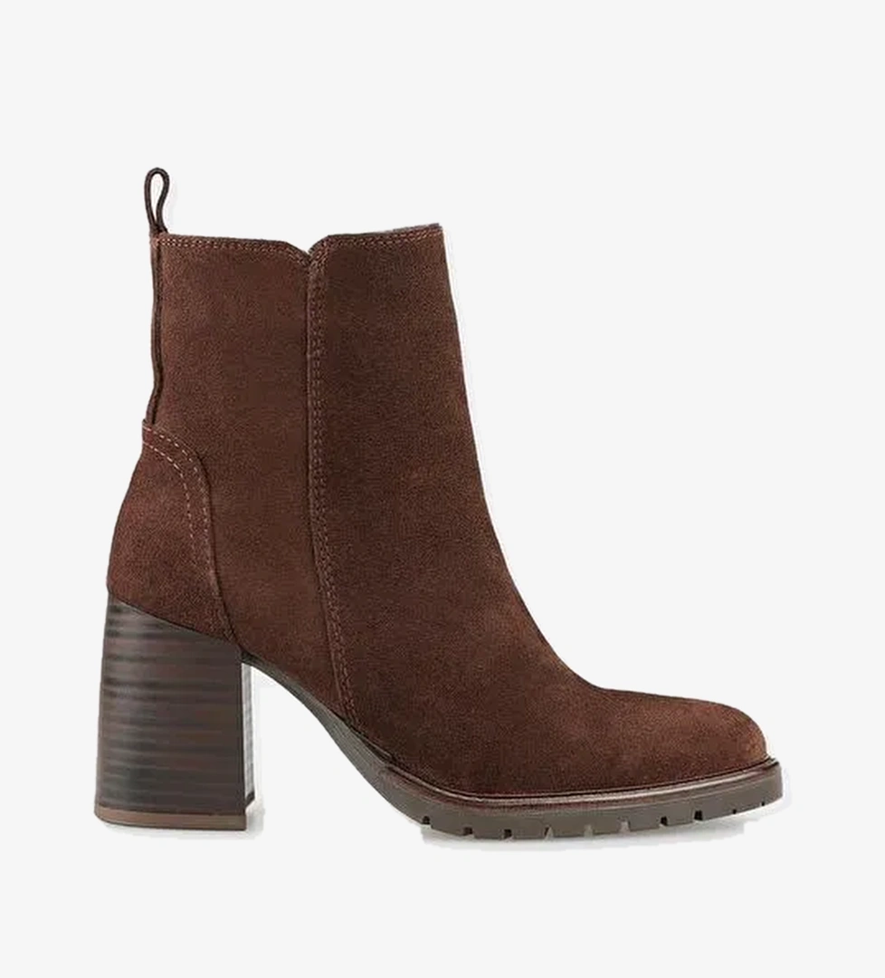 Kahve Deri Kadın Orta Topuk Bot - Görsel 1