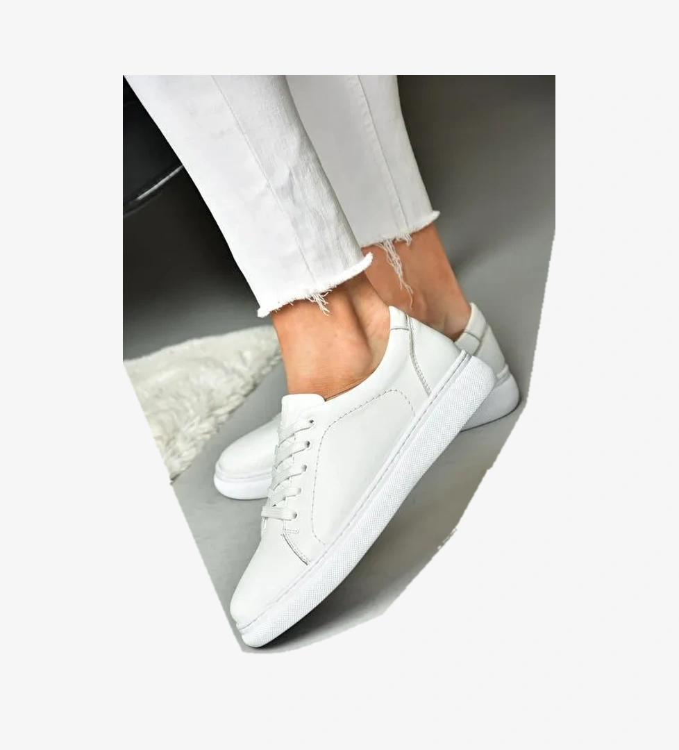 Fox Shoes Beyaz Kadın Deri Sneaker 11700 - Görsel 1