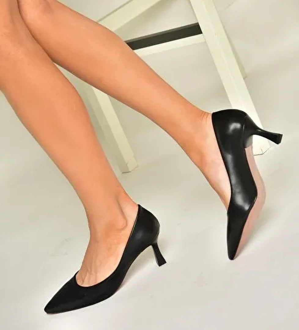 T676032009 Siyah Kalın Topuklu Kadın Ayakkabı - Görsel 1