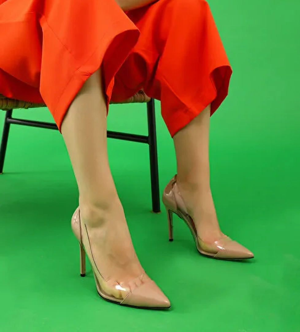 Nemesis Shoes Nude Kadın Rugan Topuklu Ayakkabı 39881 - Görsel 1