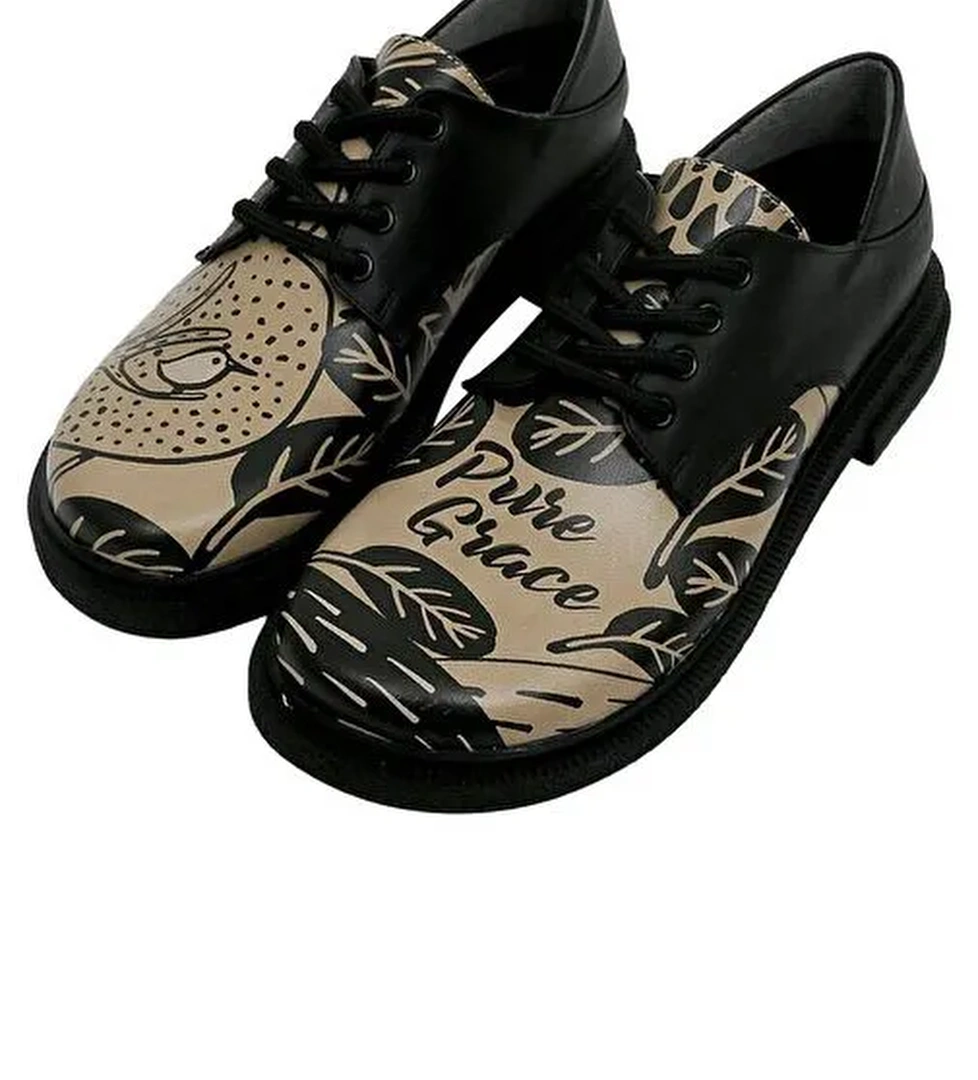Kadın Vegan Deri Siyah Günlük Ayakkabı - Pure Grace Tasarım - Görsel 1