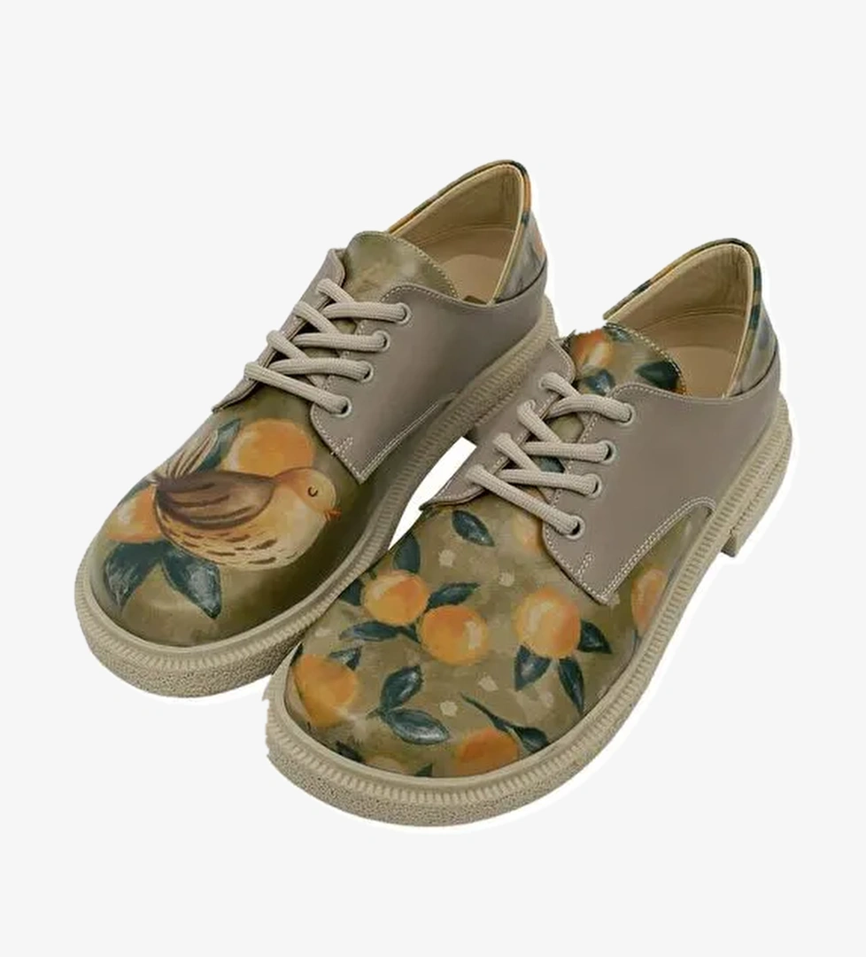 Kadın Vegan Deri Yeşil Renkli Günlük Ayakkabı - Fruity Tasarım - Görsel 1