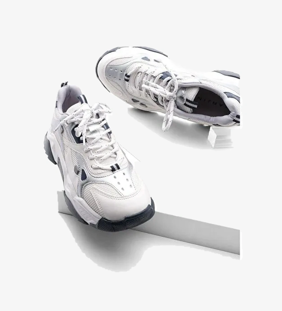 Kadın Yüksek Taban Sneaker Bağcıklı Spor Ayakkabı Virez Gümüş - Görsel 1