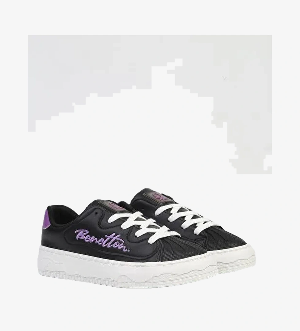 United Colors of Benetton Siyah-Mor Kadın Sneaker BNI-10102-Siyah Beyaz - Görsel 1
