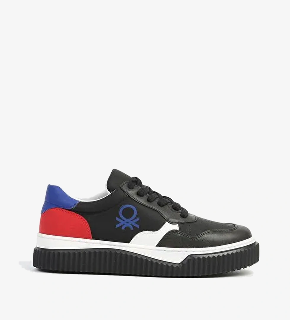 United Colors of Benetton Siyah-Kırmızı Kadın Sneaker BN-31201-Siyah Füme - Görsel 1