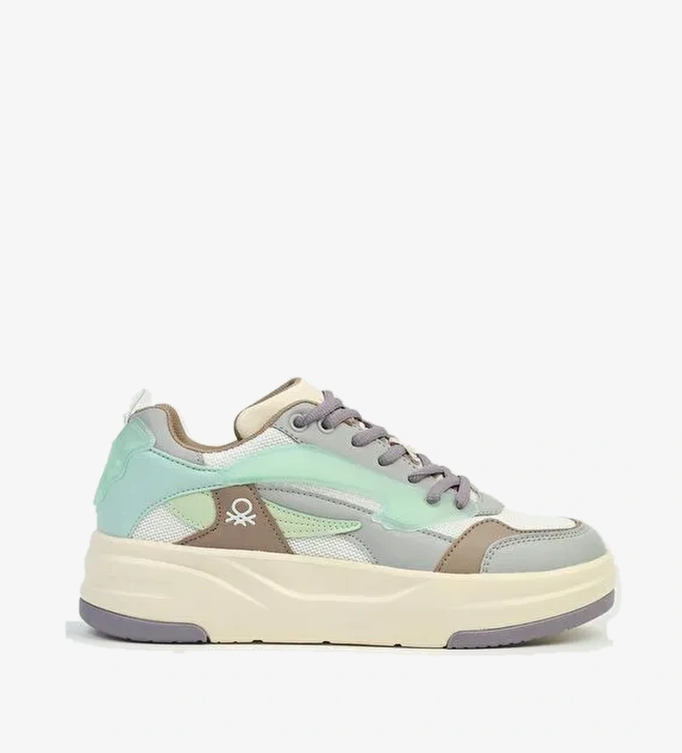 United Colors of Benetton Çok Renkli Kadın Sneaker BNI-10000-Beyaz Lila - Görsel 1